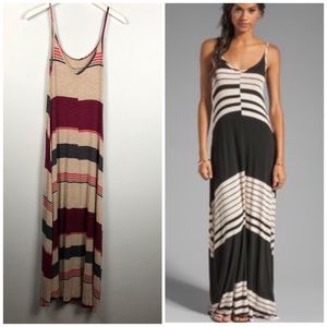 Michael Lauren cream stripe V-neck maxi dress